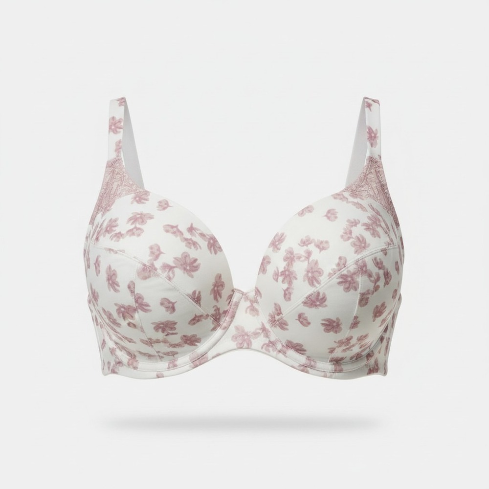 Bali Minimizer Underwire Bra Women 36DDD White Floral Comfort Straps Lace
